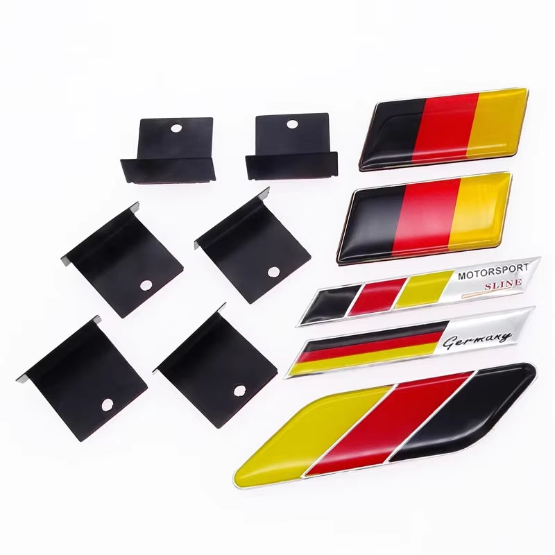 For Benz VW Audi Golf German Flag Emblem Badge Emblem Deutsch Bumper Front Grille Decal Decoration Car Sticker Universal
