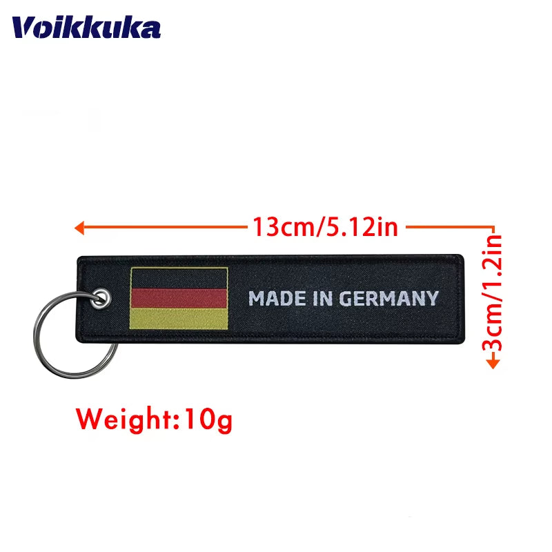 1Pc Sale Double Sided Embroidery Germany France Japan Flag Luggage Bag Tag Keychain Motorcycle Key Accessory