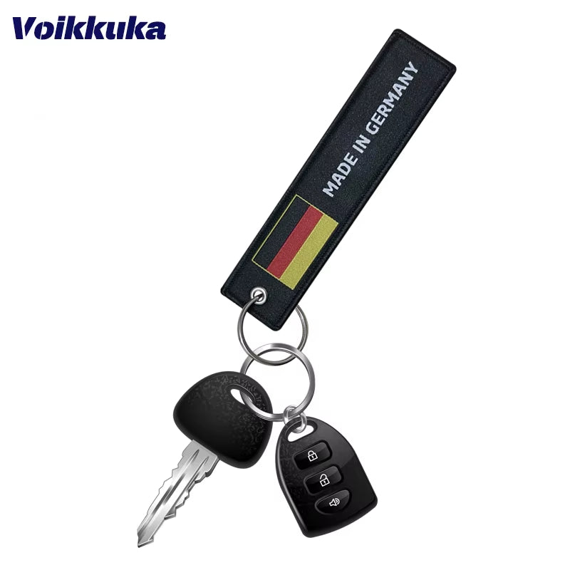 1Pc Sale Double Sided Embroidery Germany France Japan Flag Luggage Bag Tag Keychain Motorcycle Key Accessory