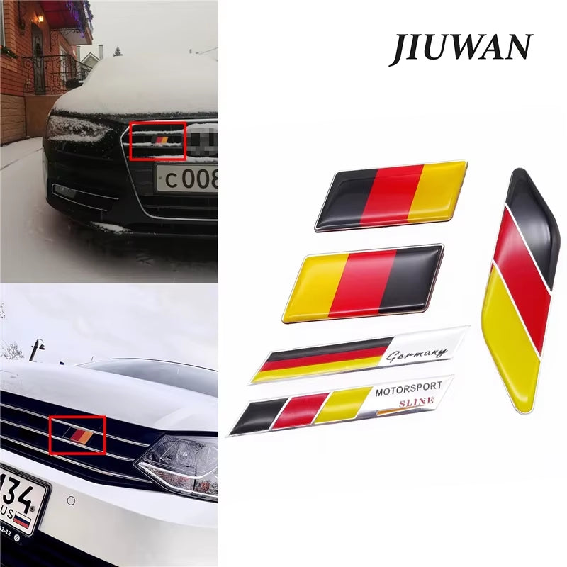 For Benz VW Audi Golf German Flag Emblem Badge Emblem Deutsch Bumper Front Grille Decal Decoration Car Sticker Universal