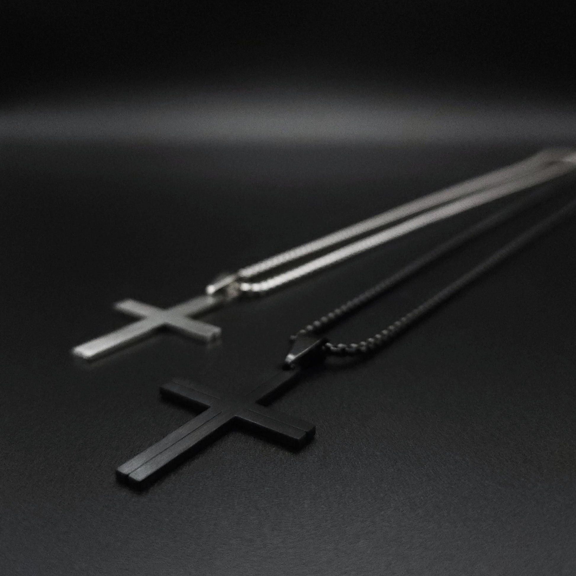 Mens Silver Black Cross Necklace Minimalist Stainless Steel Cross Pendant Necklace for Men Handmade Jewelry for Men Unique Gifts for Him