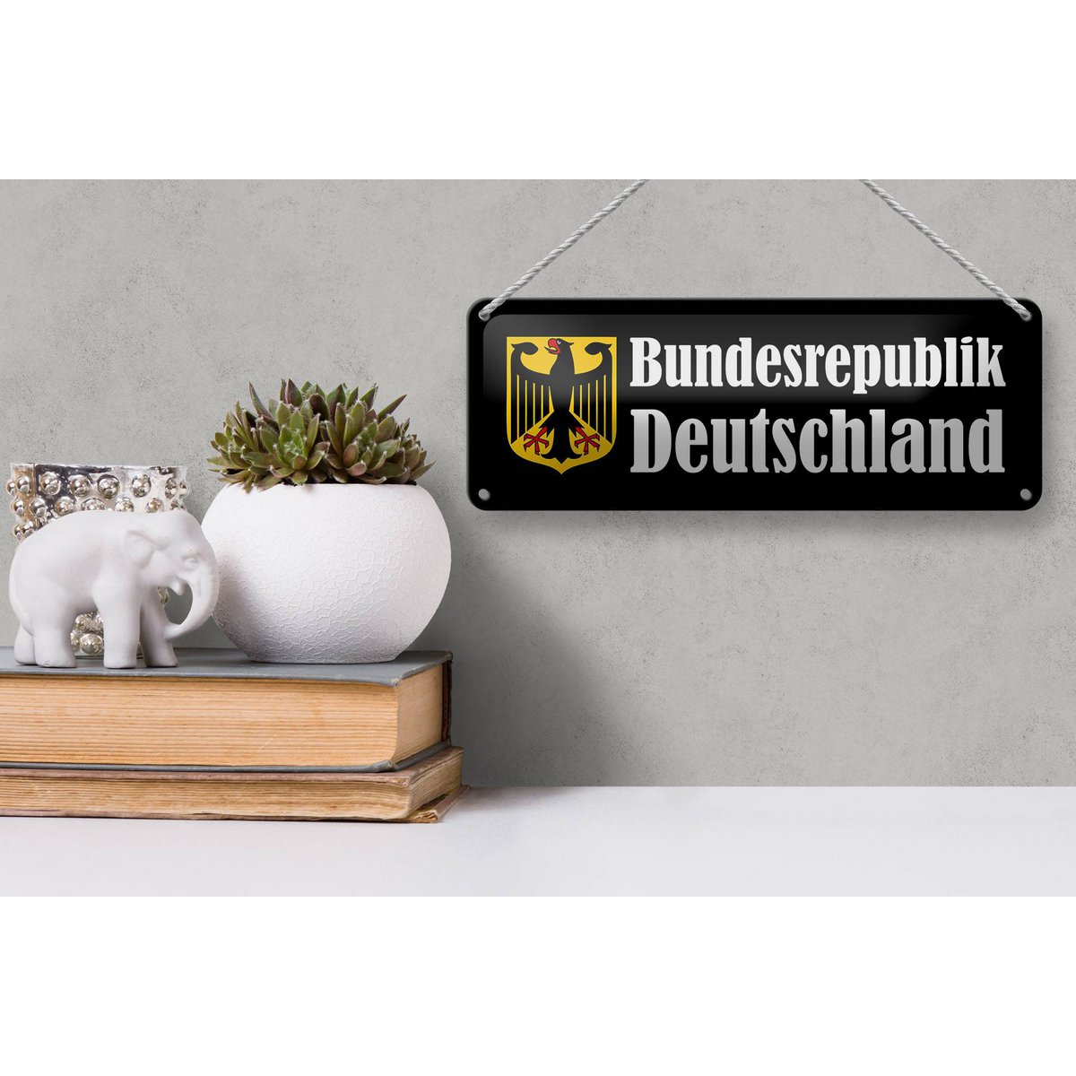 Blechschild Bundesadler – Bundesrepublik Deutschland, 27 × 10 cm