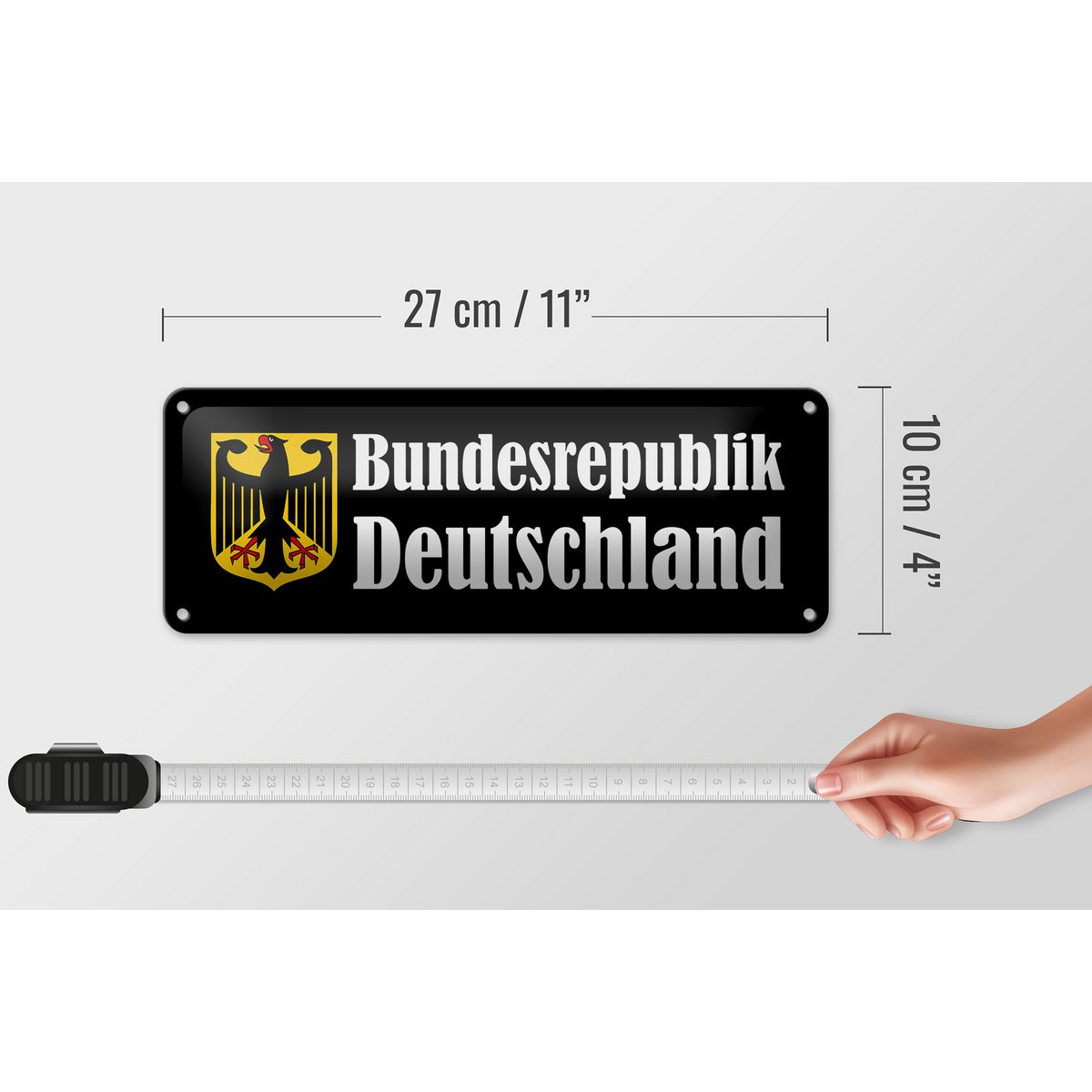 Blechschild Bundesadler – Bundesrepublik Deutschland, 27 × 10 cm