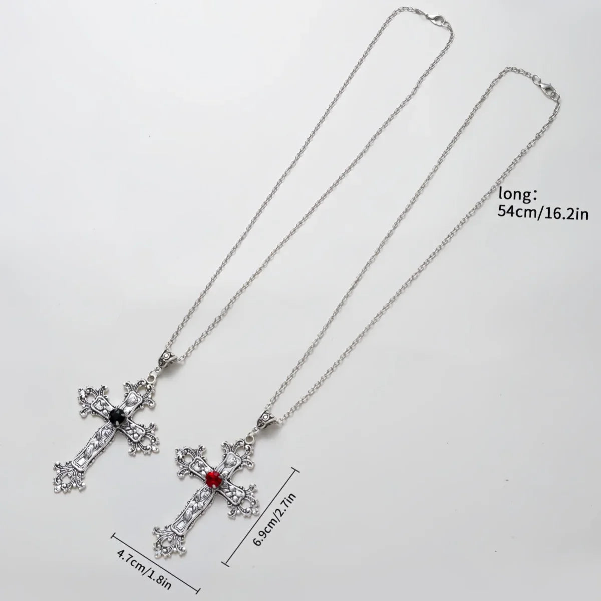 Y2K Punk Crystal Big Cross Pendant Necklaces for Women Men Gothic Irregular Cross Clavicle Chain Necklaces Aesthetic Jewelry