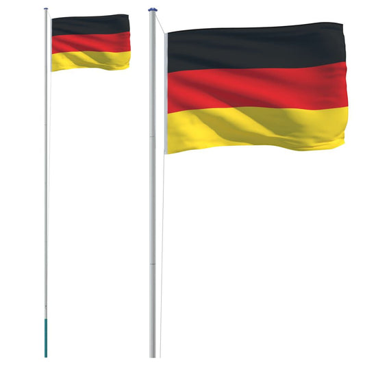 Flagge Deutschlands Mit Mast 6,23 M Aluminium